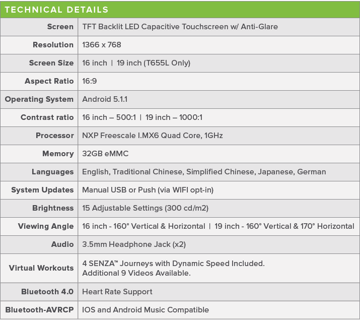 TECHNICAL DETAILS Screen TFT Backlit LED Capacitive Touchscreen w  Anti-Glare Resolution 1366 x 768 Screen Size 16 in   