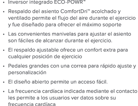 Inversor integrado ECO-POWR  Respaldo del asiento ComfortDri  acolchado y ventilado permite el flujo del aire durante   