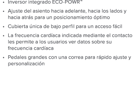 Inversor integrado ECO-POWR  Ajuste del asiento hacia adelante  hacia los lados y hacia atr s para un posicionamiento   