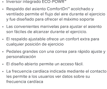 Inversor integrado ECO-POWR  Respaldo del asiento ComfortDri  acolchado y ventilado permite el flujo del aire durante   