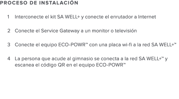 Proceso de instalaci n 1 Interconecte el kit SA WELL  y conecte el enrutador a Internet 2 Conecte el Service Gateway    